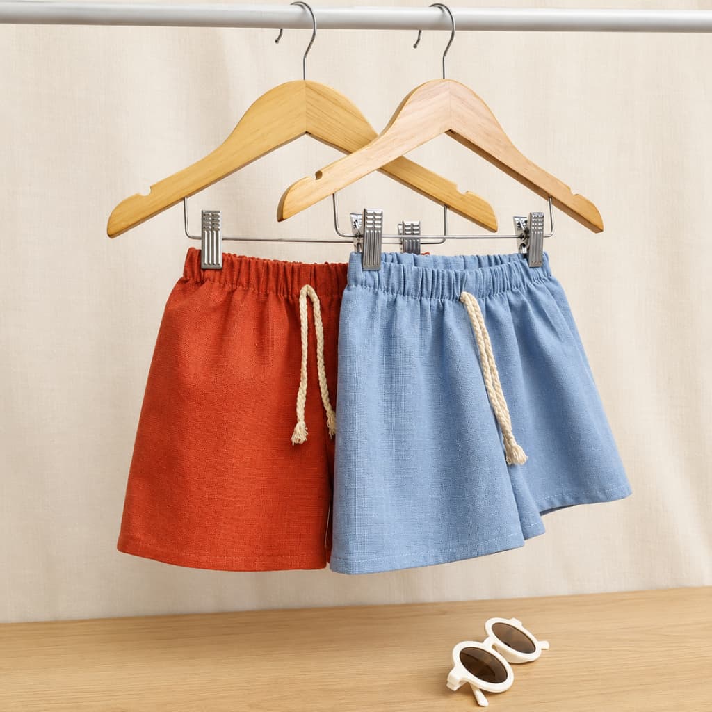 Kit 2 shorts linho na versão infantil unissex - 1 a 6 Anos