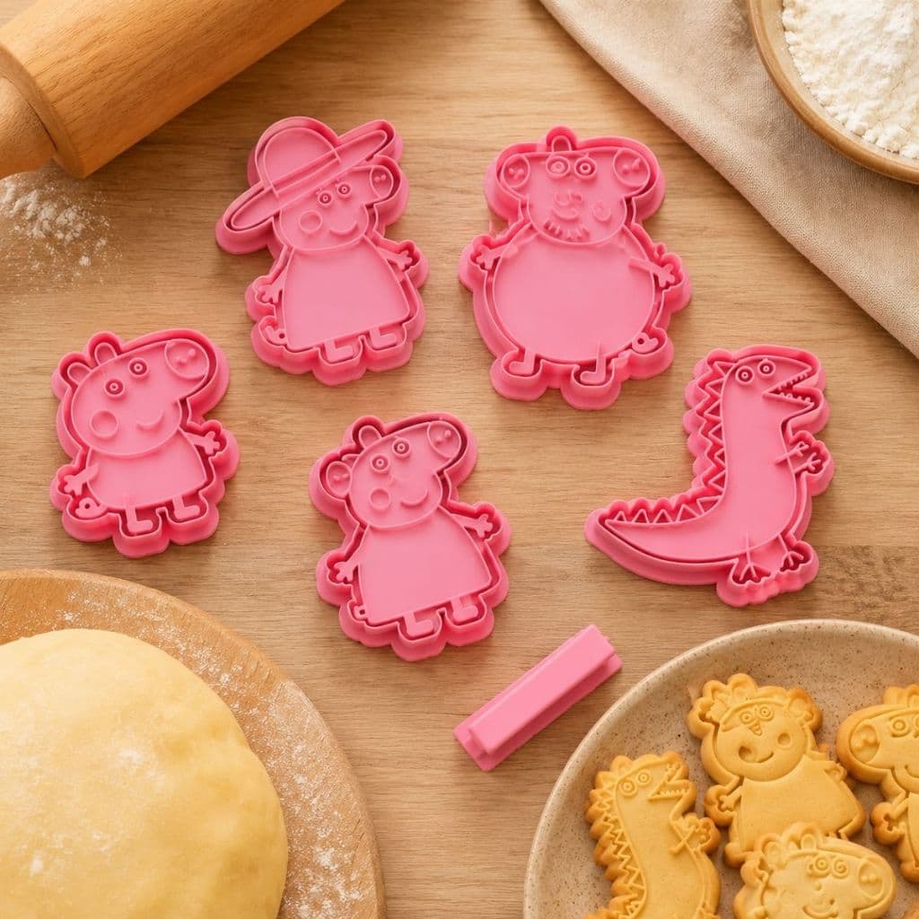 Kit 5 Cortadores de Biscoito Peppa Pig Moldes para Massa, Confeitaria e Artesanato