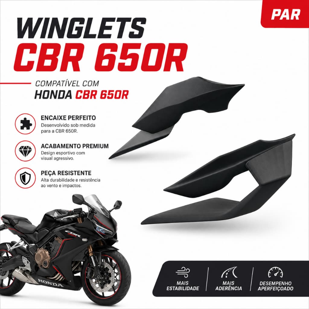 Para Honda CBR650R CBR 650R 2018 - 2023 Spoiler lateral Winglet Kit aerodinâmico da asa spoiler