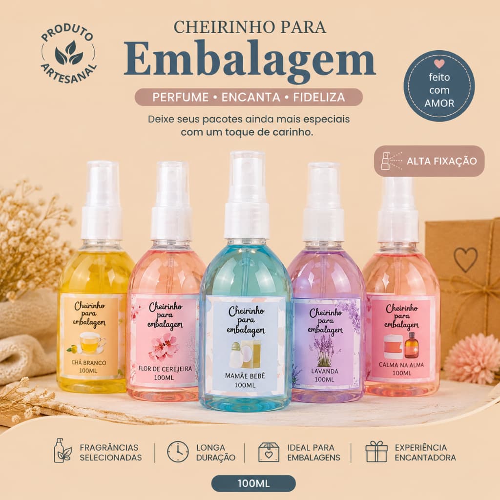 Perfume para Embalagens, Caixa, Papel, Encomendas, Cheirinho Embalagens, Papel, ecommerce 100ml