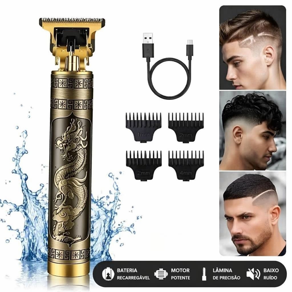 Máquina De Cortar Cabelo Barbeiro Profissional Elétrica Bateria Recarregável