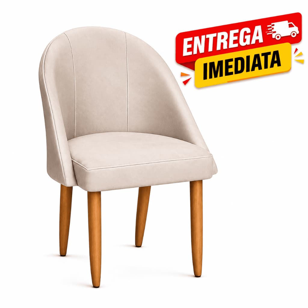 Cadeira Poltrona Lua Decorativa Aveludada Cinza Pés Palito Madeira  Quarto Penteadeira Sala Estar Escritório