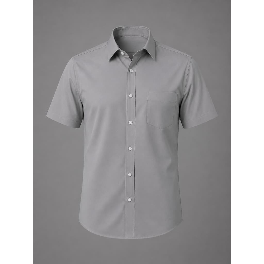 Camisa Social Masculina Manga Curta Slim Com Bolso Gola Estruturada Não Amassa P ao GG