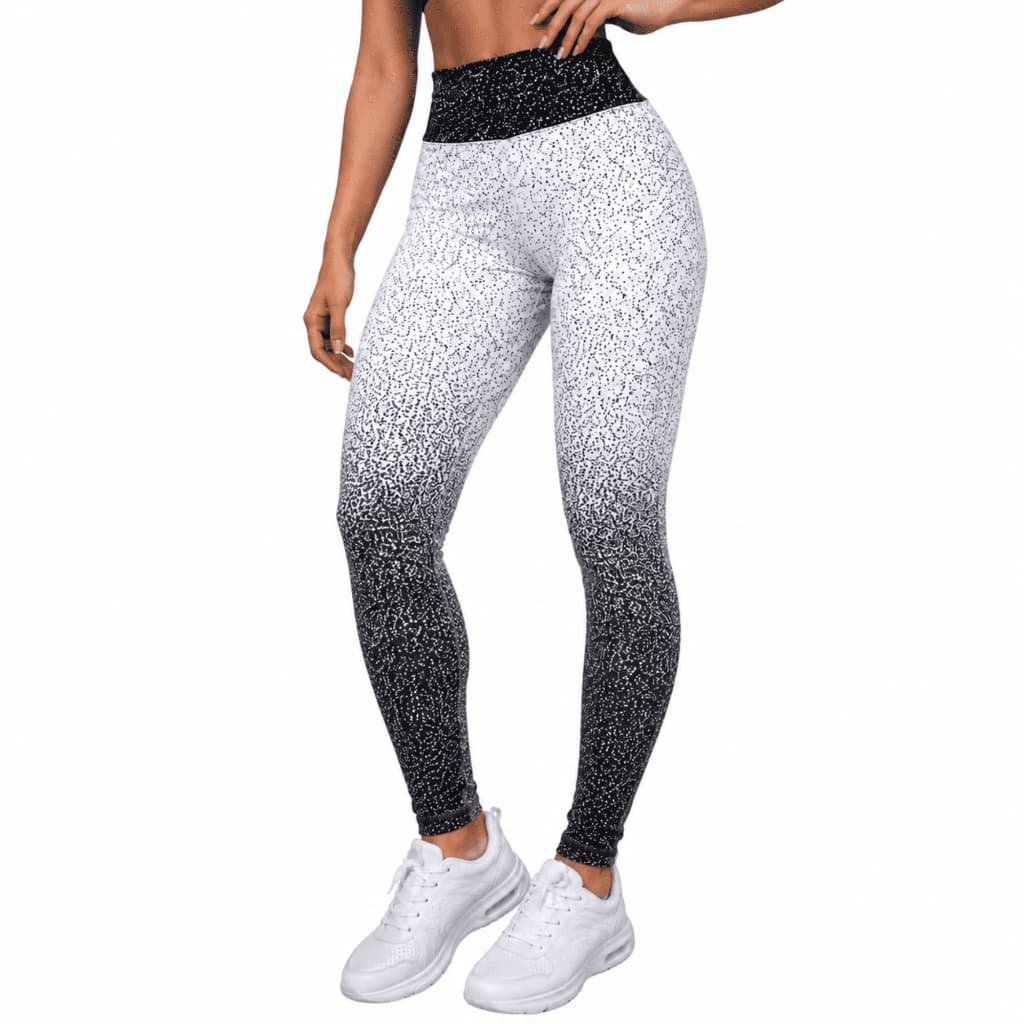 Legging Fitness Feminina Cós Alto Degradê Proteção UV Alta Compressão Academia Poliamida
