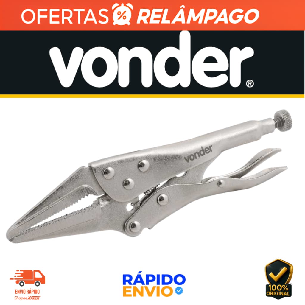 Alicate de Pressão 6'' Vonder Mordente Reto Aço Carbono Niquelado Profissional 152mm
