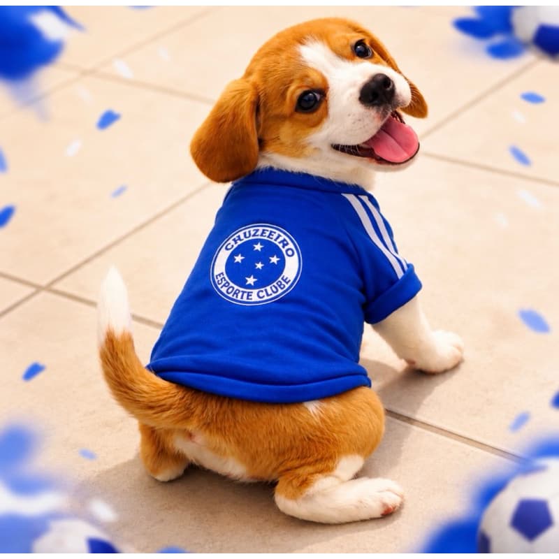 Blusa pra Cachorro Blusa Pet Torcedor Cruzeiro Porte pequeno Roupa para Cachorro Torcedor