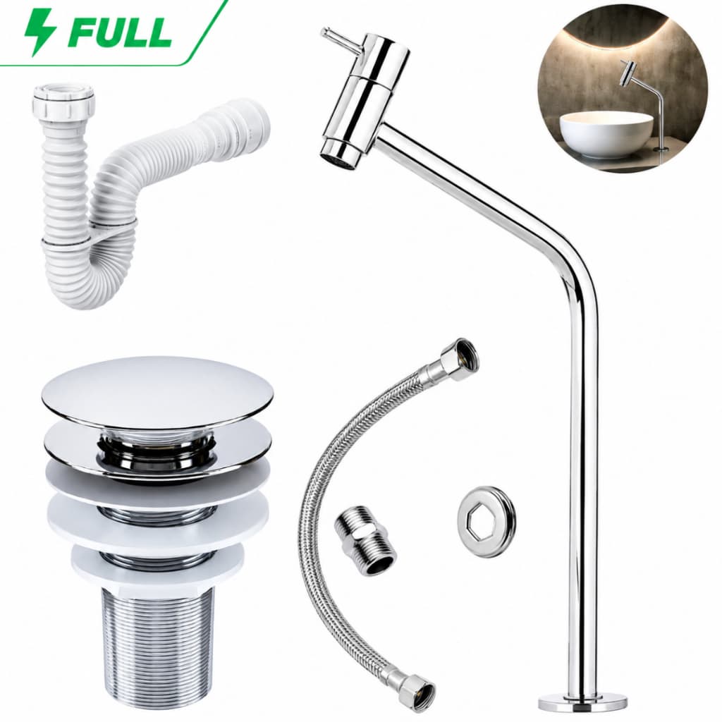 Kit Torneira Banheiro Bancada Link Cromada Válvula Ralo Click 7/8 Sifão Universal Engate 40cm