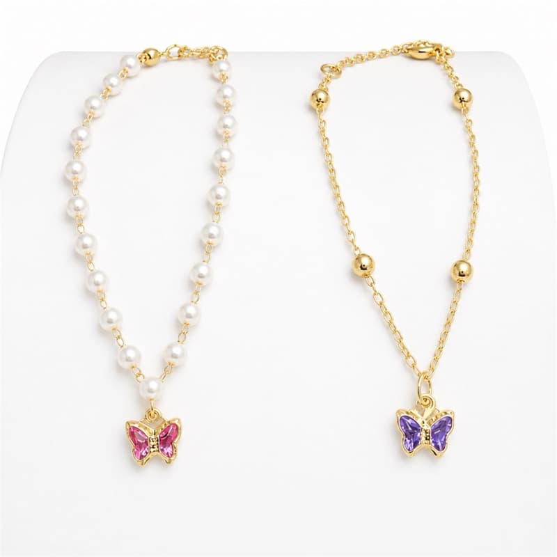 Kit Bebê 2 Pulseiras de Bolinha e Pérolas Semijoias Antialérgico Banhado a Ouro 18k kit meninas bebê