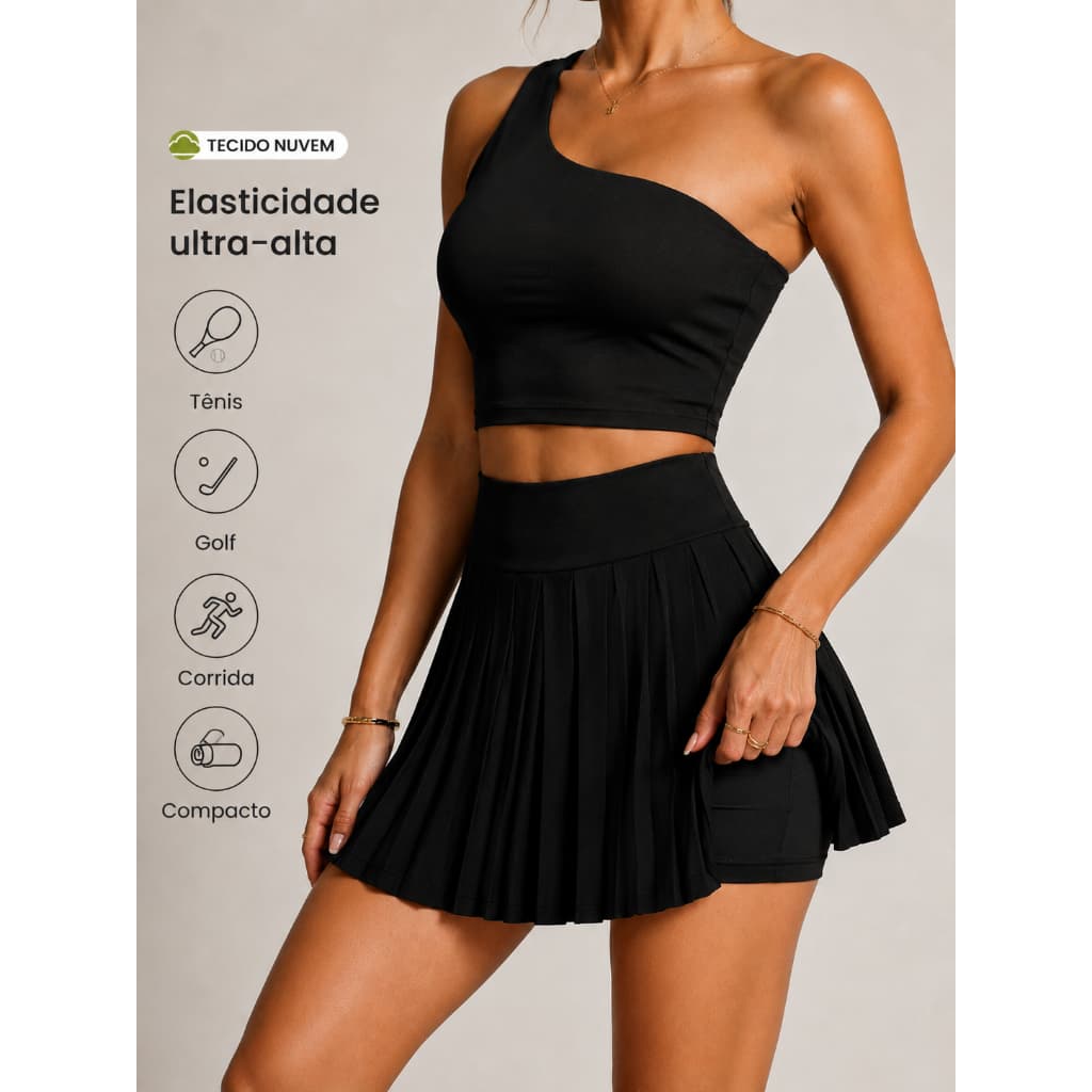 conjunto academia tenis short saia beach tenis fitness