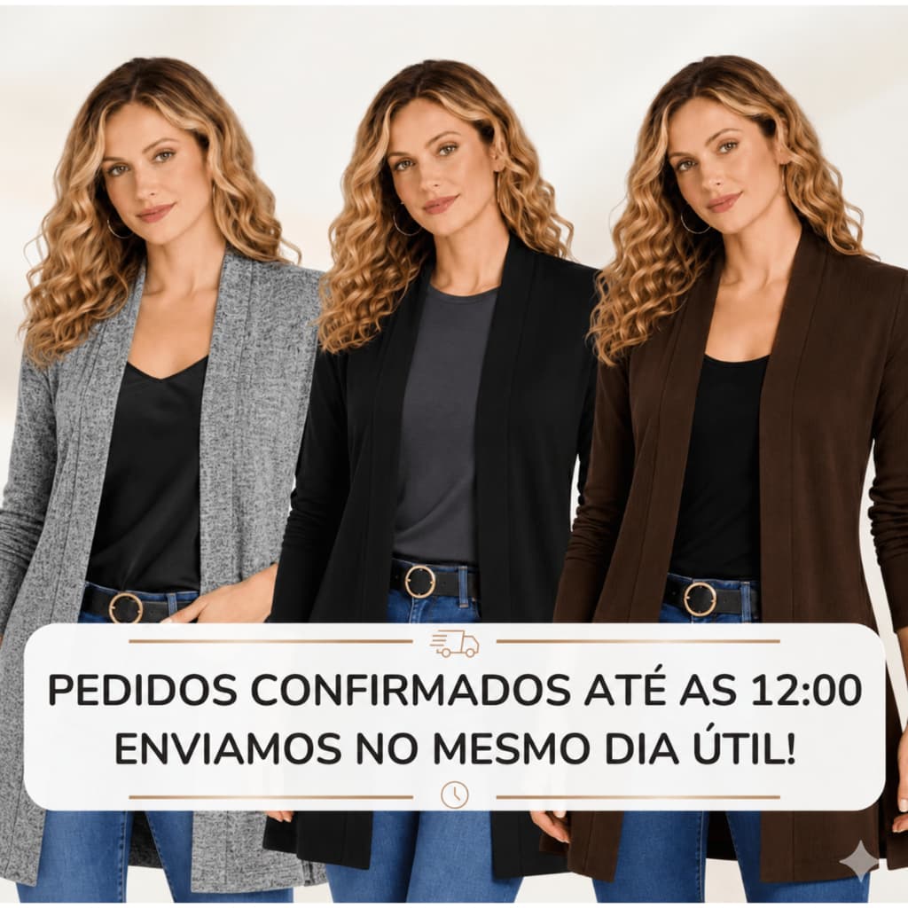 Cardigan Casaco Feminino Kimono em Lãzinha Inverno Confortavel Moda Blogueira