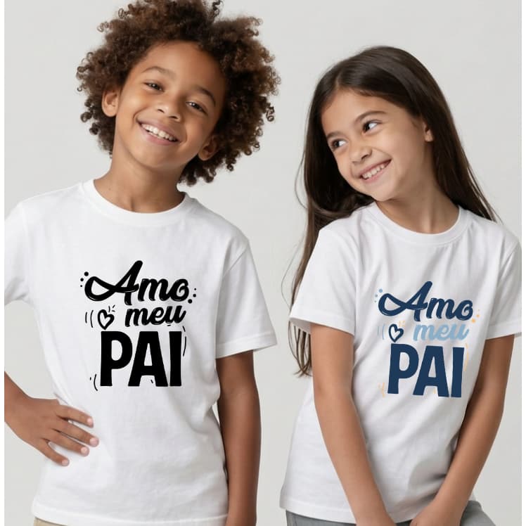 Camiseta Infantil Dia Dos Pais Personalizada Amo Meu Pai