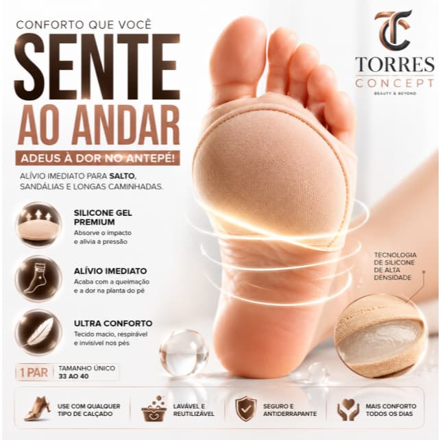 Almofada Metatarsal Silicone Apoio Plantar Protetor Meia Palmilha Alivio Dor Salto Alto Conforto Pe
