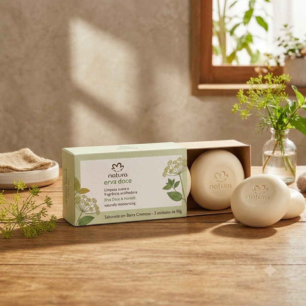 Natura Erva Doce Caixa com 3 Sabonetes em barra 90g