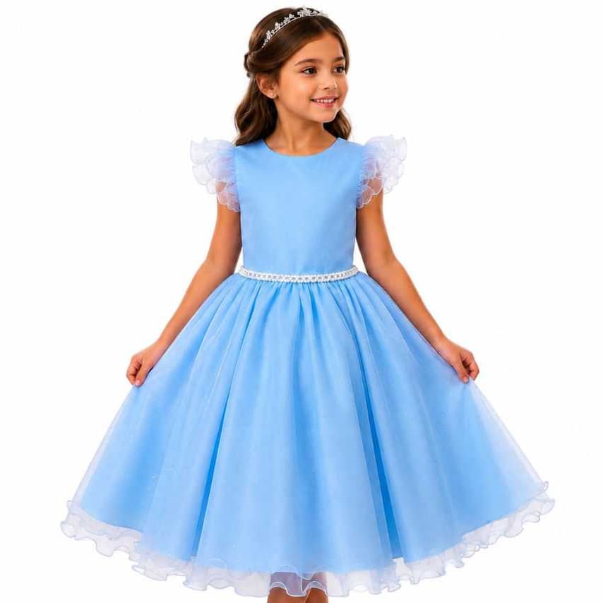 Vestido Infantil Princesa Luxo Rodado Tule Festa Casamento Daminha Aniversário Elegante
