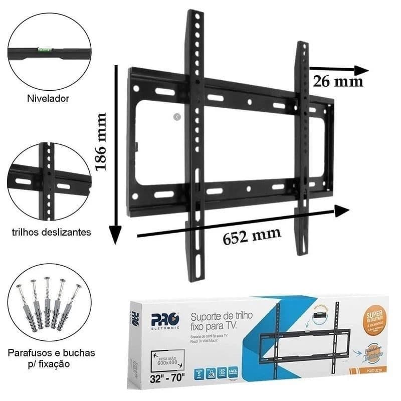 Suporte Trilho Fixo Para Tv 32 a 70 Pol Proeletronic
