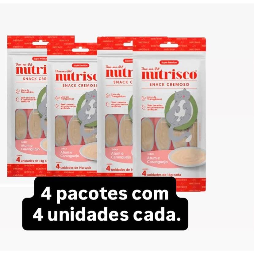 Kit 4 pacotes de Nutrisco Creamy Para Gatos Petisco Cremoso Churu Snack Felino Original 🚀🐱