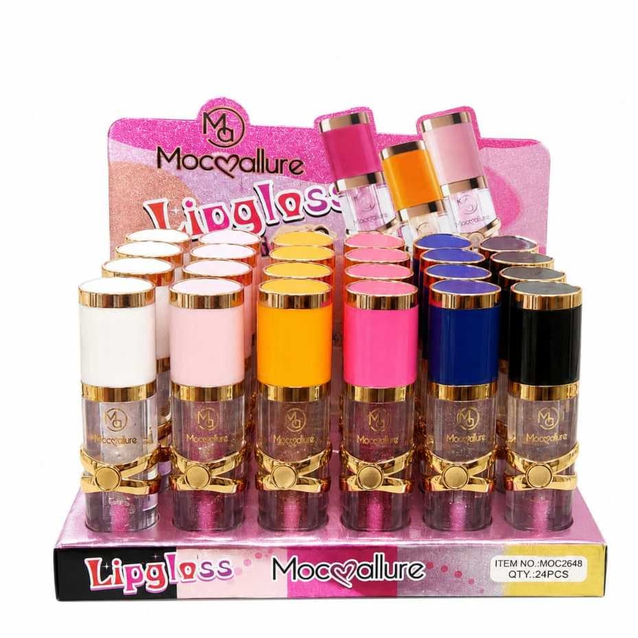 BOX C/24 Unidades Lip Gloss Mocallure  Glitter Hidratante Brilho Intenso Atacado Original cores