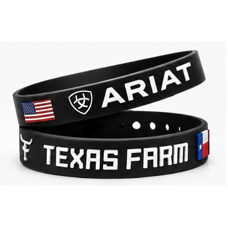 Kit Pulseiras Silicone Ariat e Texas Farm Ajustáveis, Unissex, Alta Qualidade, Conforto e Estilo Premium