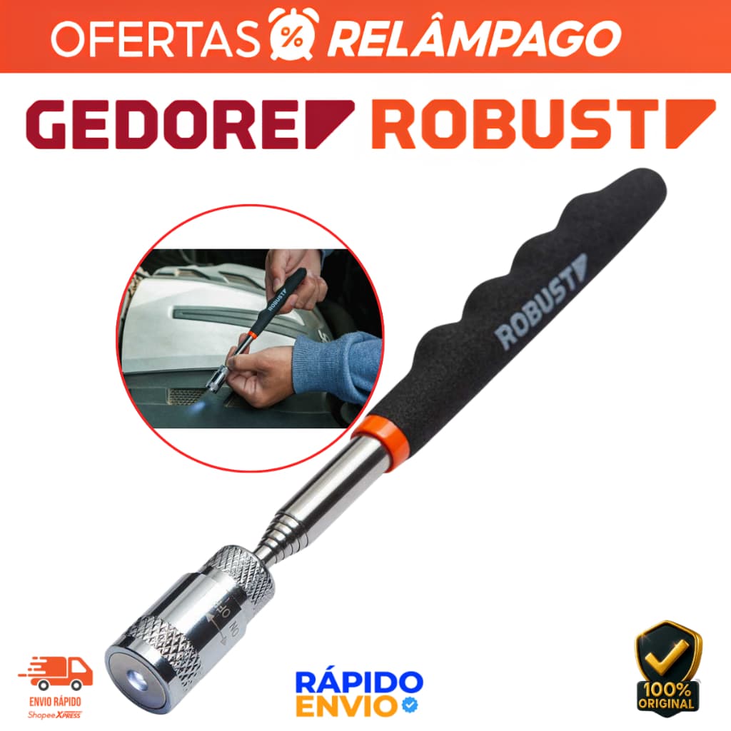 Pegador Magnético Telecóspico Tipo Caneta Com Led Imã Gedore Robust Inox Resistente