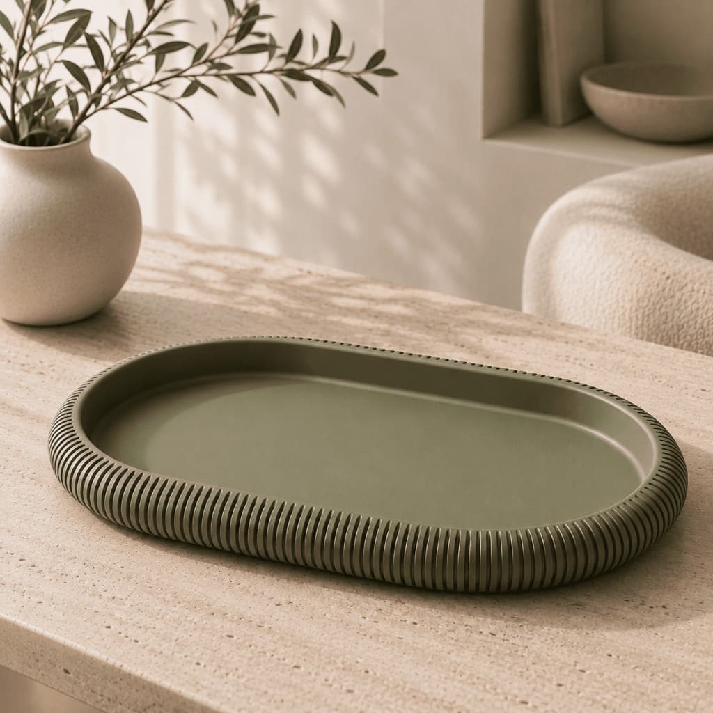 Bandeja Decorativa Moderna Oval Para Perfumes Cosméticos Velas e Lavabo
