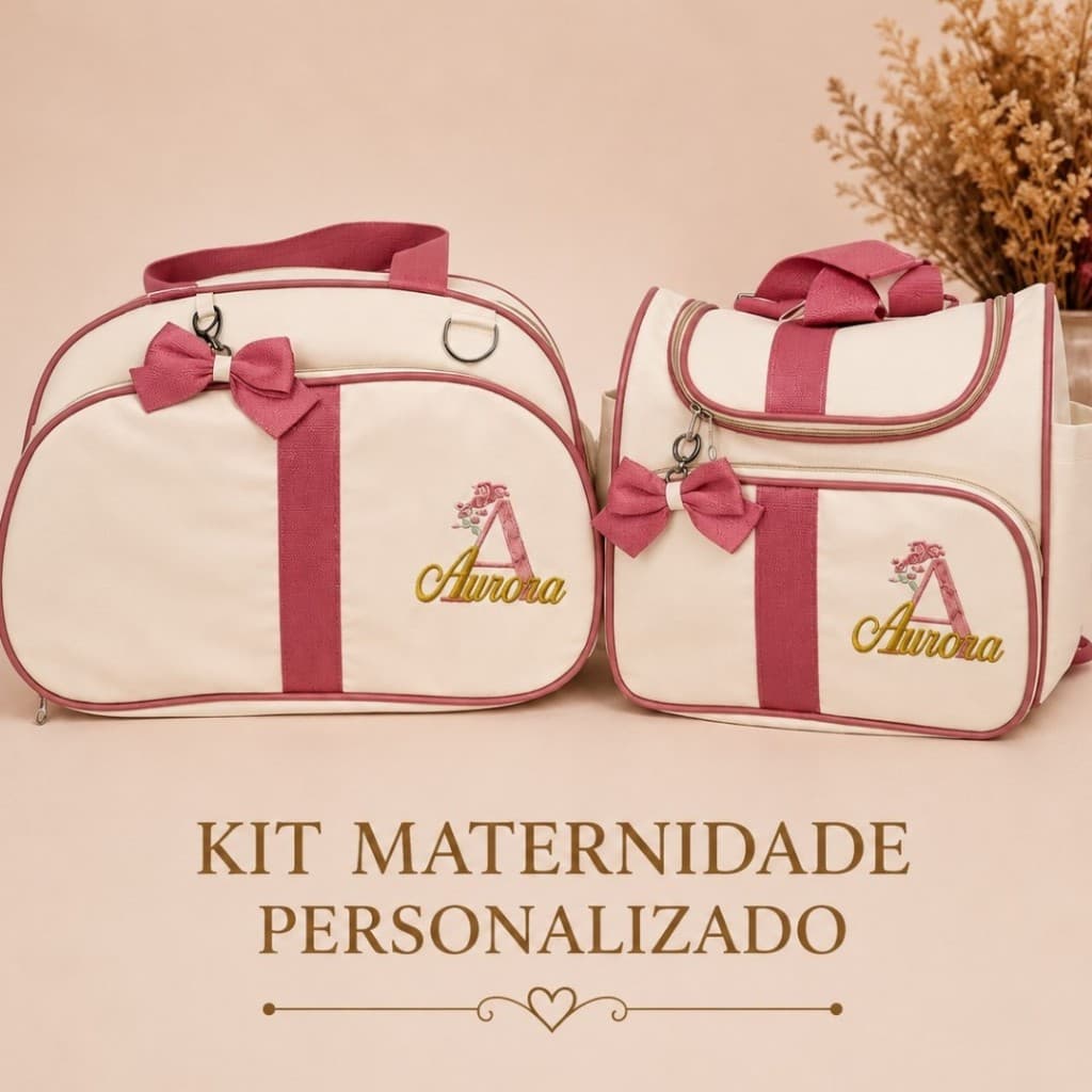 Kit Bolsa Maternidade Luxo - Personalizado Com o Nome Do Bebê -Impermeável  E Térmico