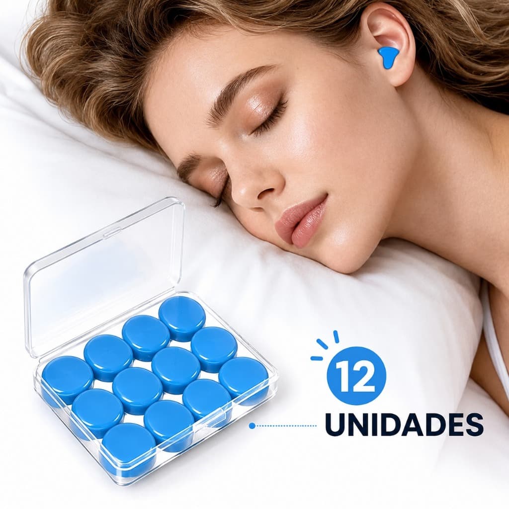 Kit 12 Tampão de ouvido protetor auricular silicone ajustável natação moldável antirruído  ronco sono abafador