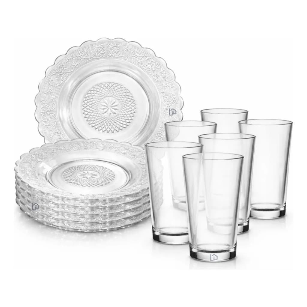 Kit Aparelho De Jantar 12 Peças Pratos Copos Fundos Egípcio.