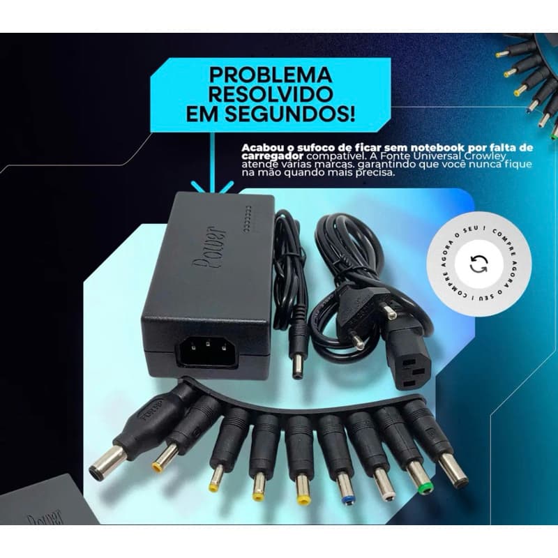 Fonte Carregador Universal para Notebook MY-120W 120W com Adaptadores Bivolt