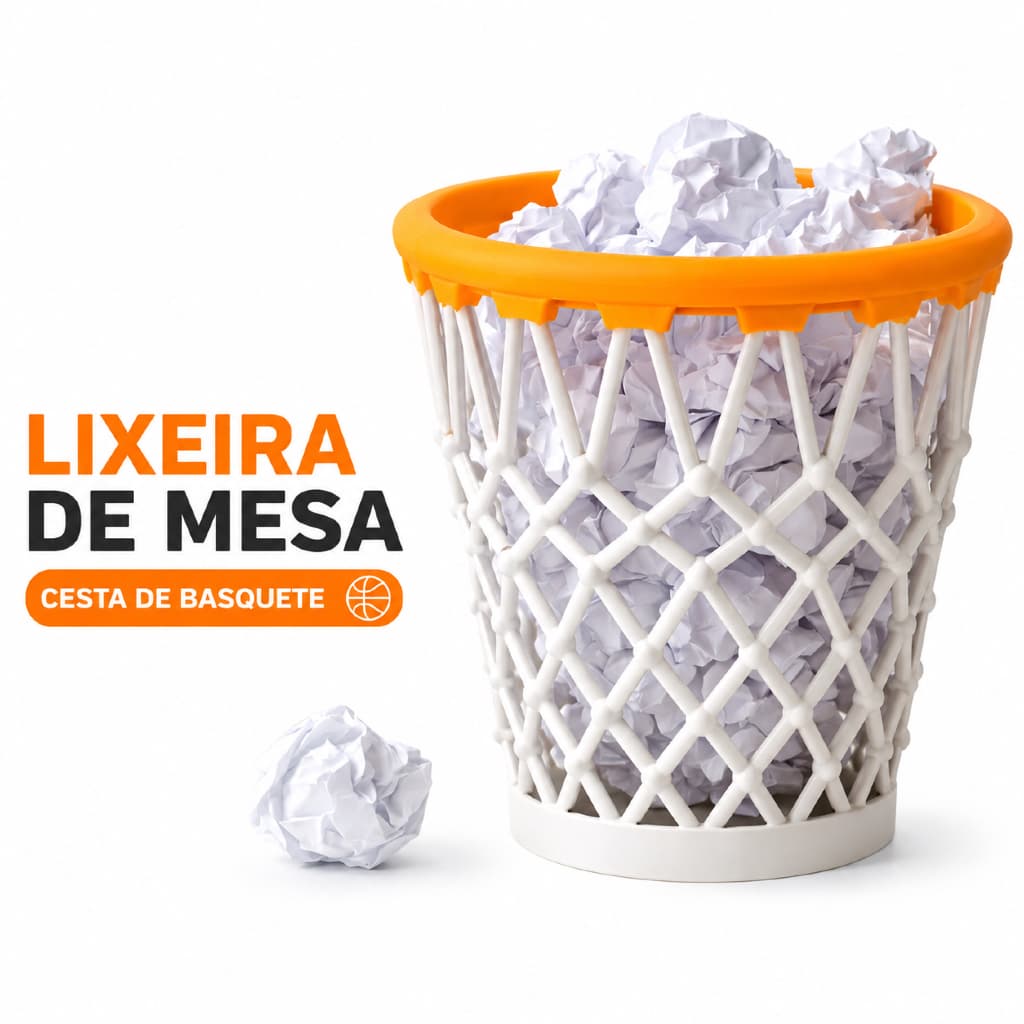 Mini Lixeira de Mesa Cesta de Basquete | Lixeira Criativa Escritório Quarto Gamer Decoração Divertida