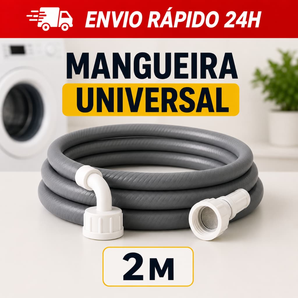 Mangueira Para Entrada Máquina de Lavar 2 Metros Agua De Lavadora Tanquinho Lava e Seca Louça