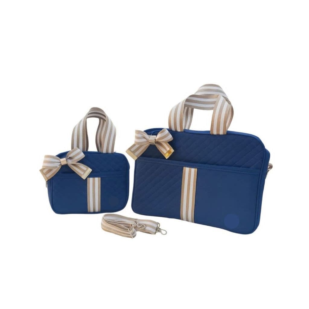 Jogo de Bolsa Maternidade Bolsa Bebê Enxoval Passeio Menino Azul marinho