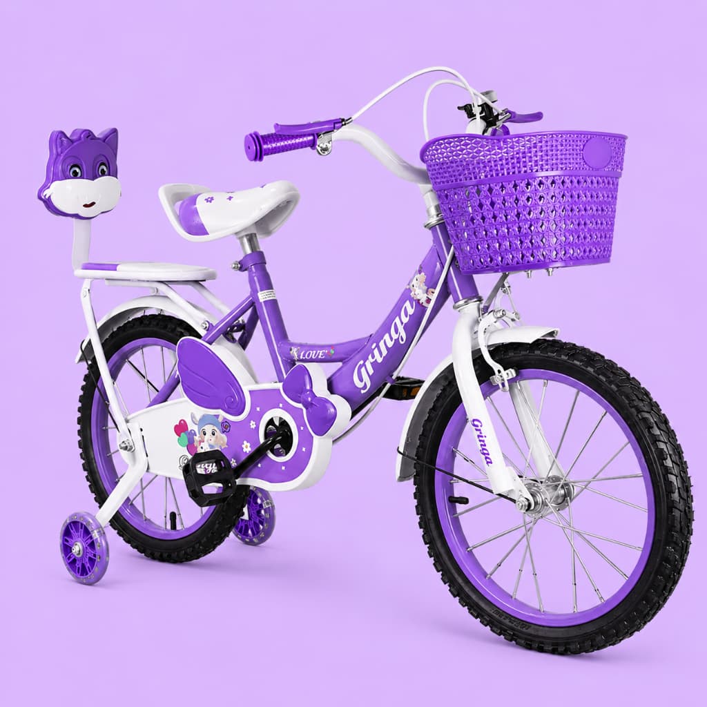 Bicicleta Infantil Menina 3 a 7 Anos Aro 14 + LED + Freio V-Brake + Assento + Cestinho + Pneu + Paralama + Sininho