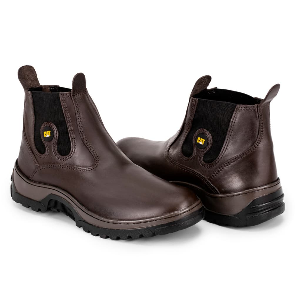 Botina Masculina Chelsea Caterpillar De Couro E Solado Tratorado Estilo Country