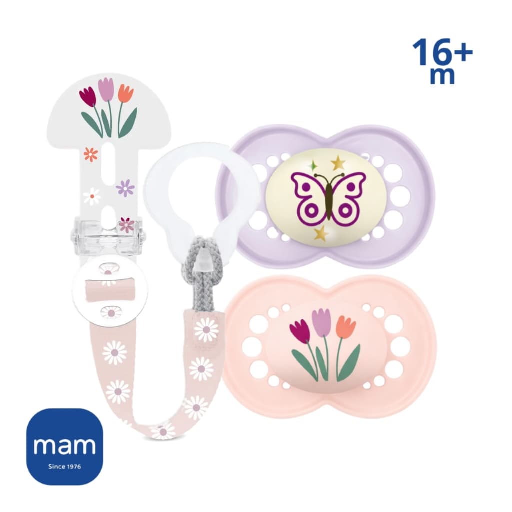 Kit Chupeta MAM 16+ meses Embalagem Dupla com Prendedor de Chupeta Original MAM