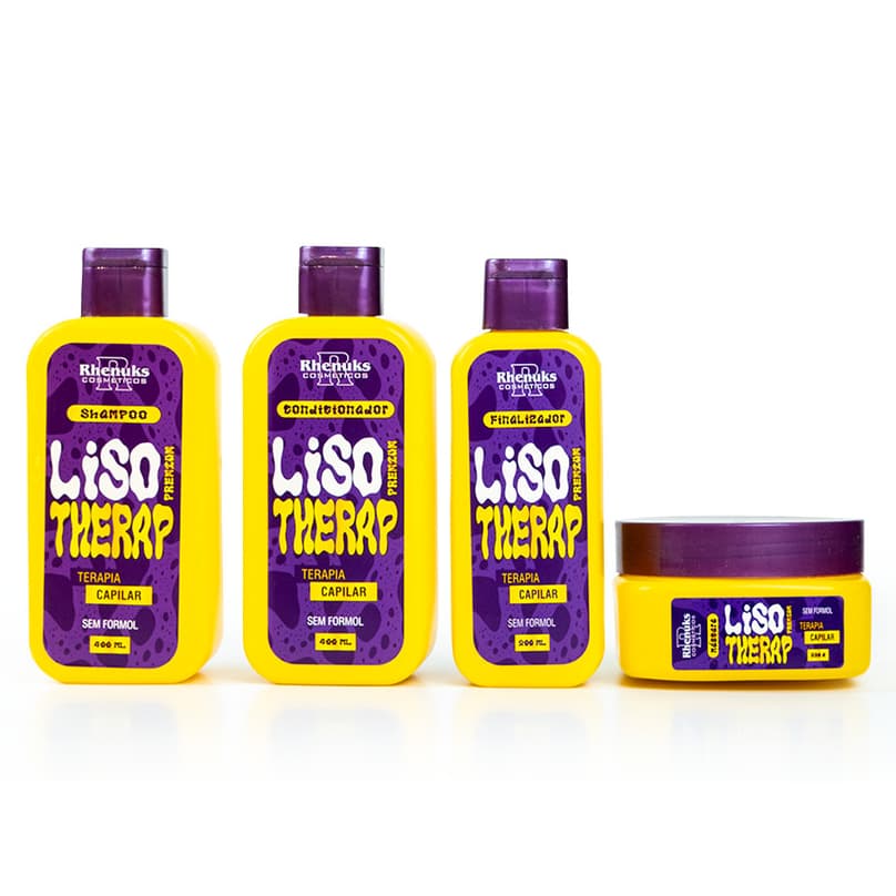 Kit Capilar Rhenuks Liso Therap 4 Peças Shampoo Condicionador Máscara Cabelos Alisados Anti Frizz