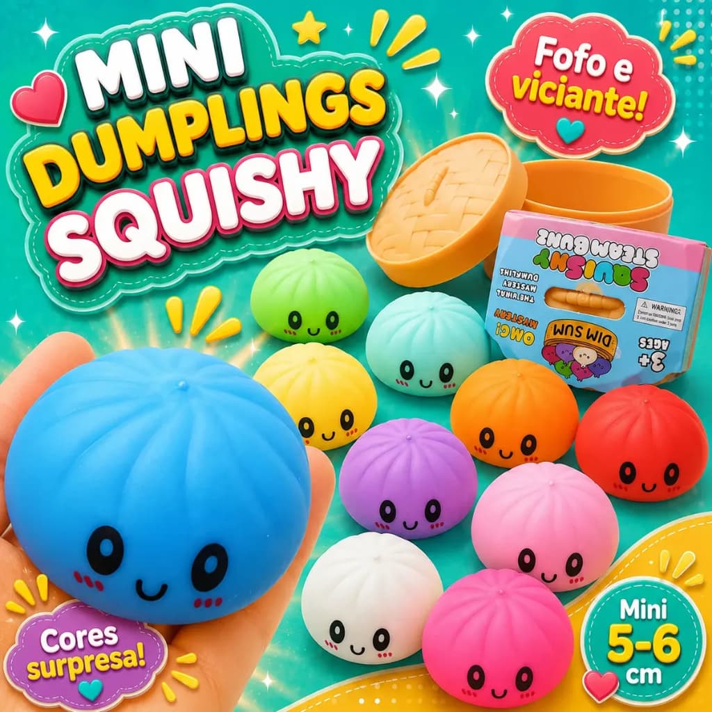 Taba Squishy Mini Dumplings Pãozinho Cor Surpresa Viral Tik Tok Com Carinha