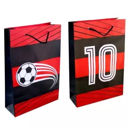 Kit com 10 Sacolas De Papel FLAMENGO 25x17x6cm - Lembrancinha, presentes, Sacolinha PRONTA ENTREGA