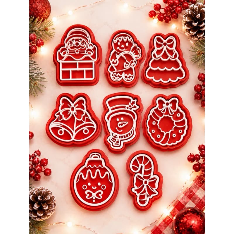 Kit Cortador Para Biscoito Natal - Molde - 8 unidades