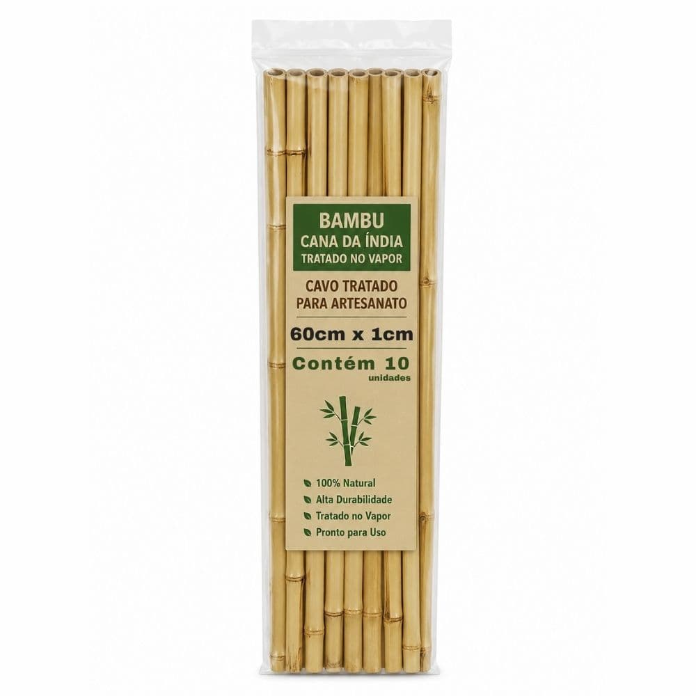 Bambu Tratado Para Artesanato 60cm x 1cm - 10 Unidades