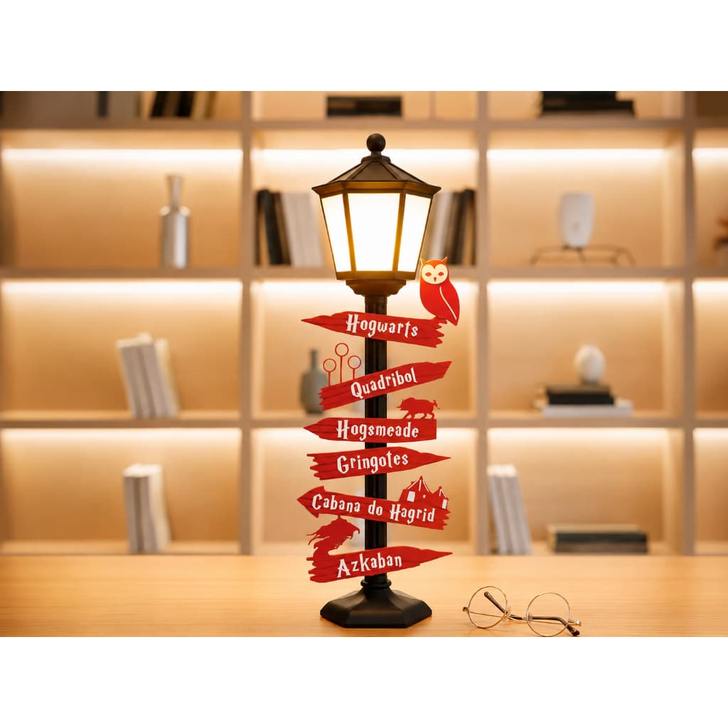 Luminária Abajur Street Lamp Harry Potter LED USB Decoração Geek Quarto Mesa Presente