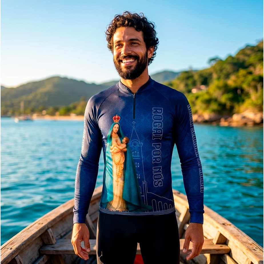 Camisa Com elastano Pesca Padroeira Nossa Senhora Abadia Ref 06 - Uv50