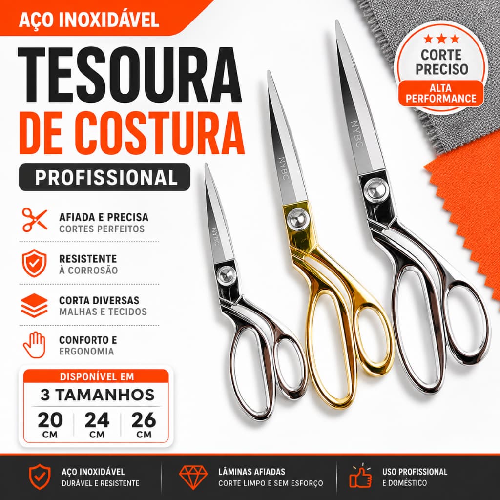 Tesoura De Costura Alfaiate Aço Inox Profissional- Nybc