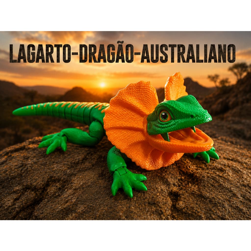 Lagarto de Gola Articulado | Réptil | Boca Articulada | Fidget Toy | Impressão 3D