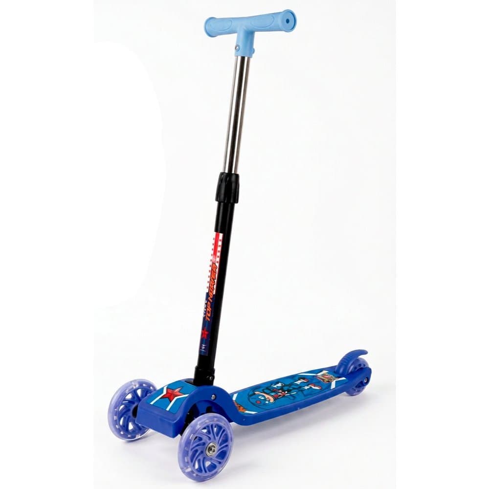 Patinete Herói Capitão Infantil 3 Rodas e com Luz LED - Azul