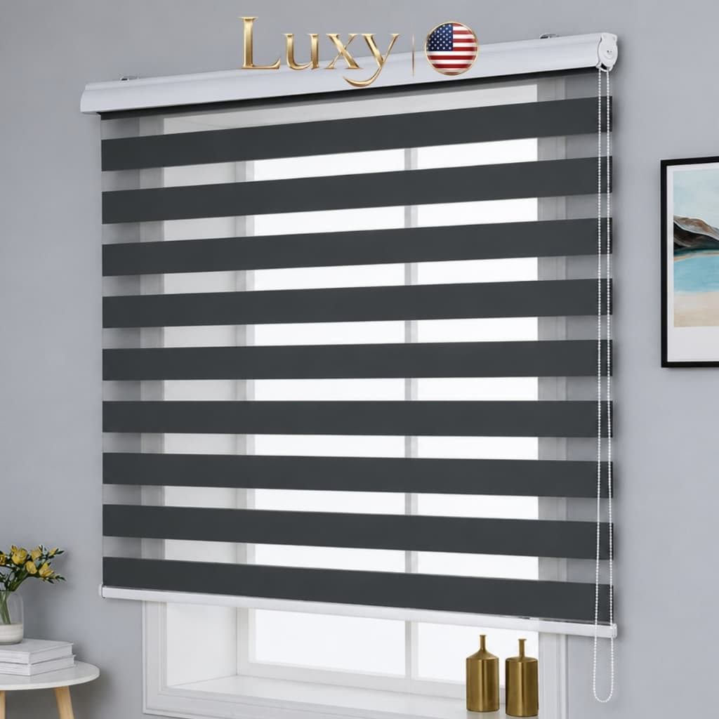 LUXY Persiana Rolô Zebra Blackout Parcial para Janela Dupla Camada Fácil Instalação Quarto Sala