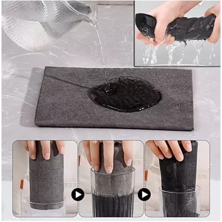 Este incrível pano de limpeza é feito com fibras mágicas e espessas e pode ser reutilizado em superfícies de vidro.