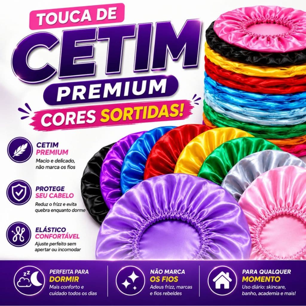 Kit Atacado com até 24 Toucas de Cetim Sortidas Para Revenda Salão e Lojas