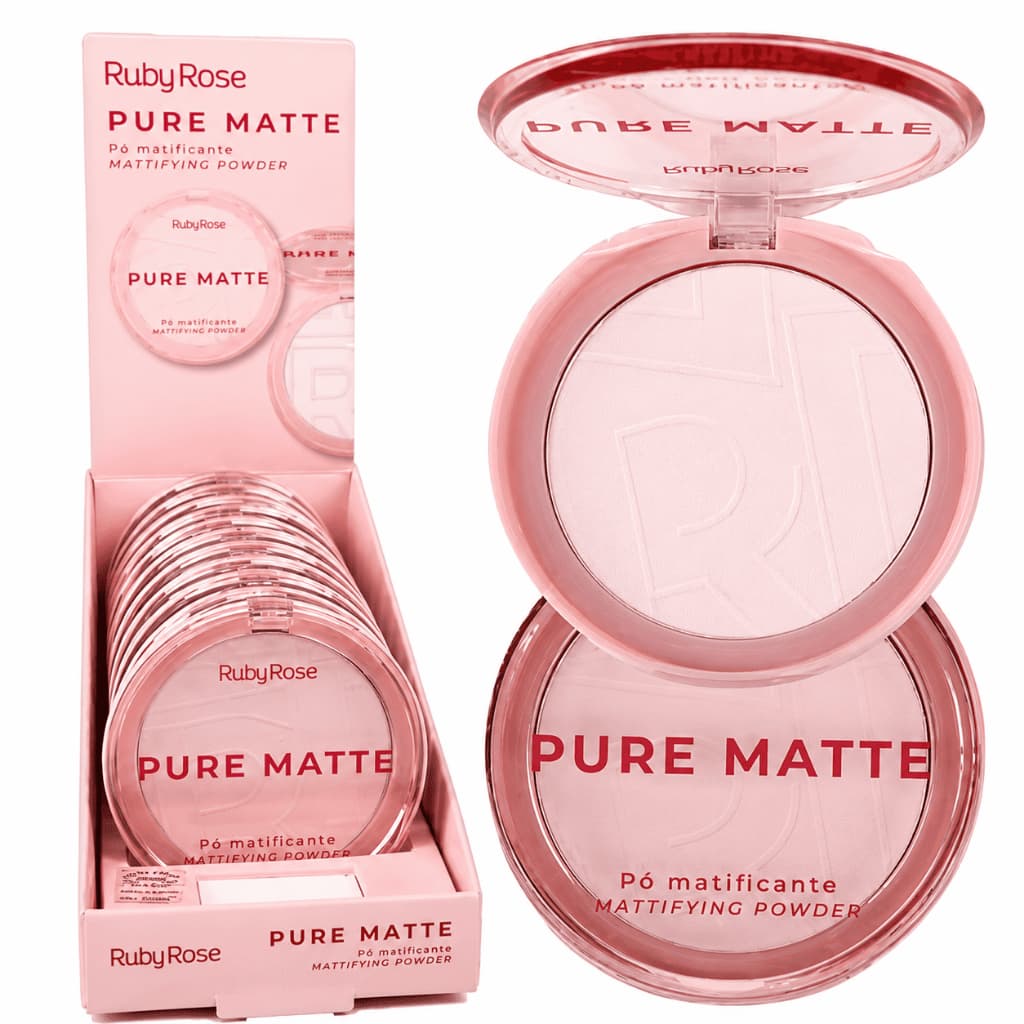 Pó Compacto Pure Matte Ruby Rose Efeito Matte Longa Duração Original
