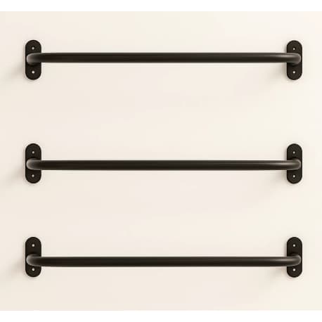 3 peças Arara Suporte cor Preta de Roupas Cabideiro 70cm Reforçado - closet/Loja/Parede .
