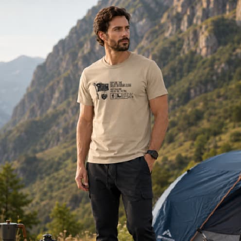 Camiseta Masculina 100% Algodão Manga Curta Conforto Trilha Camping Montanha Montanhismo Tamanho G